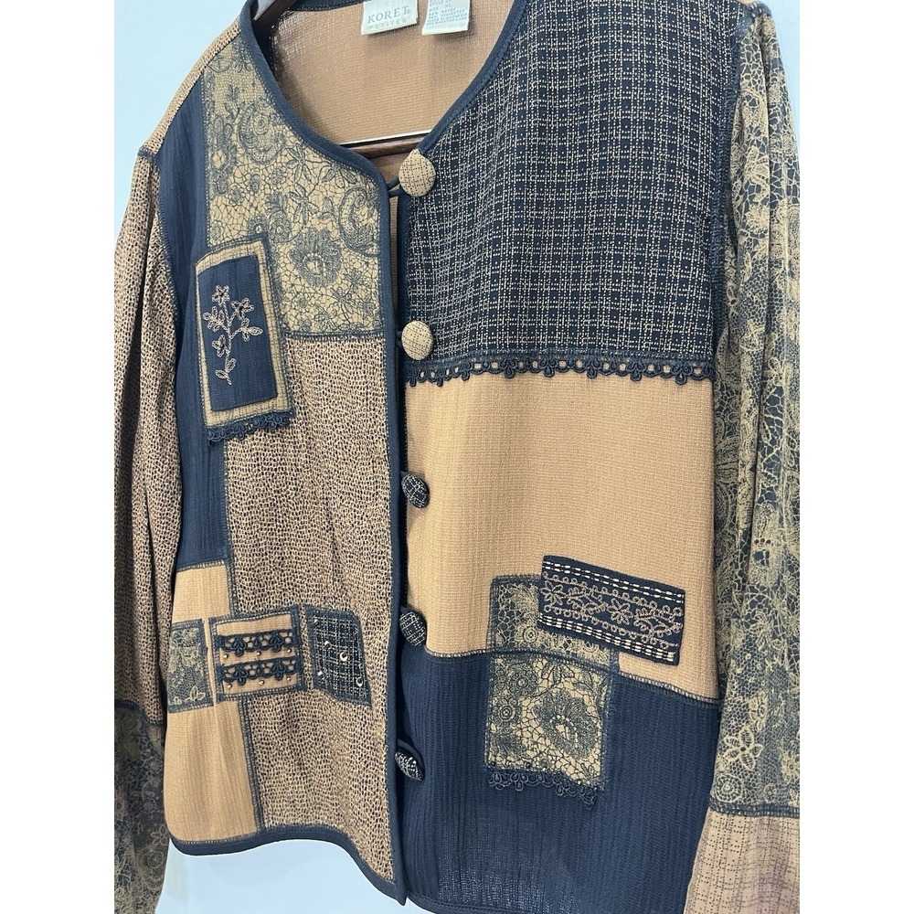 Koret Petites Xl Patchwork Jacket Brown Black Flo… - image 5